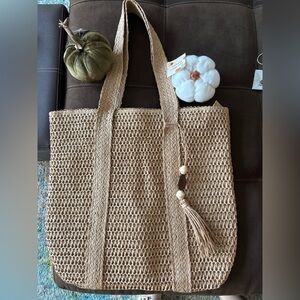 Woven Tan Tote Bag